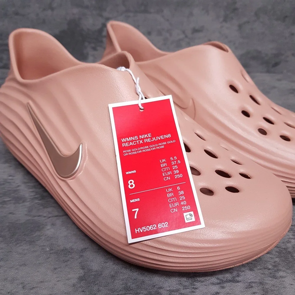 NIKE ReactX Rejuven8 Recovery Shoes Womens 8 Mens 7 Rose‎ Gold HV5062-602
